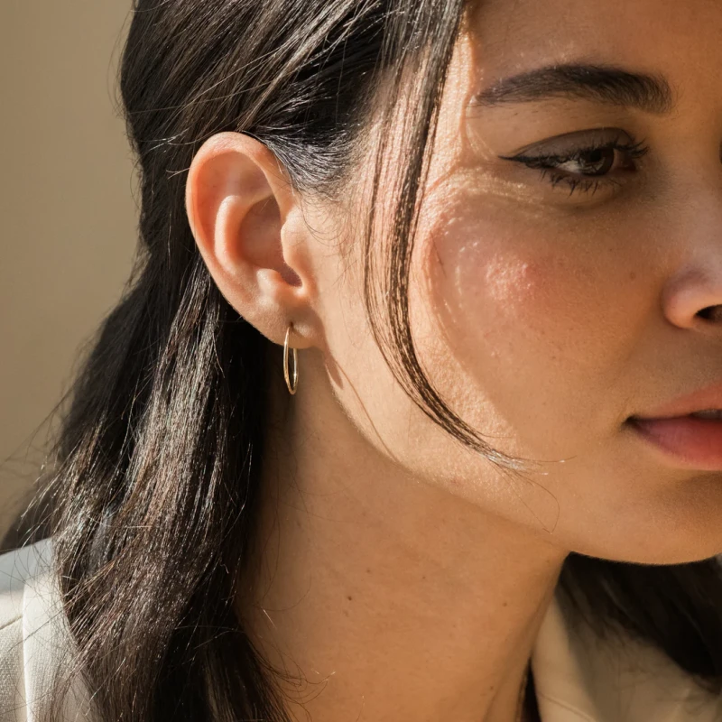 Thin Hoop Earrings - 9k Solid Gold 5