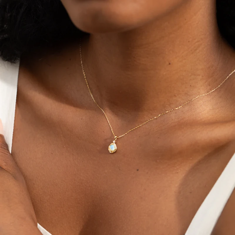 Opal Pebble Necklace - Reversible 2