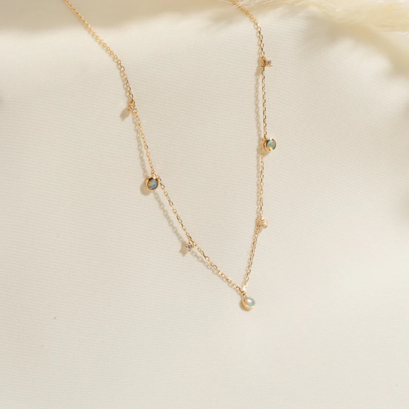 Opal + Diamond Station Necklace - Reversible 2
