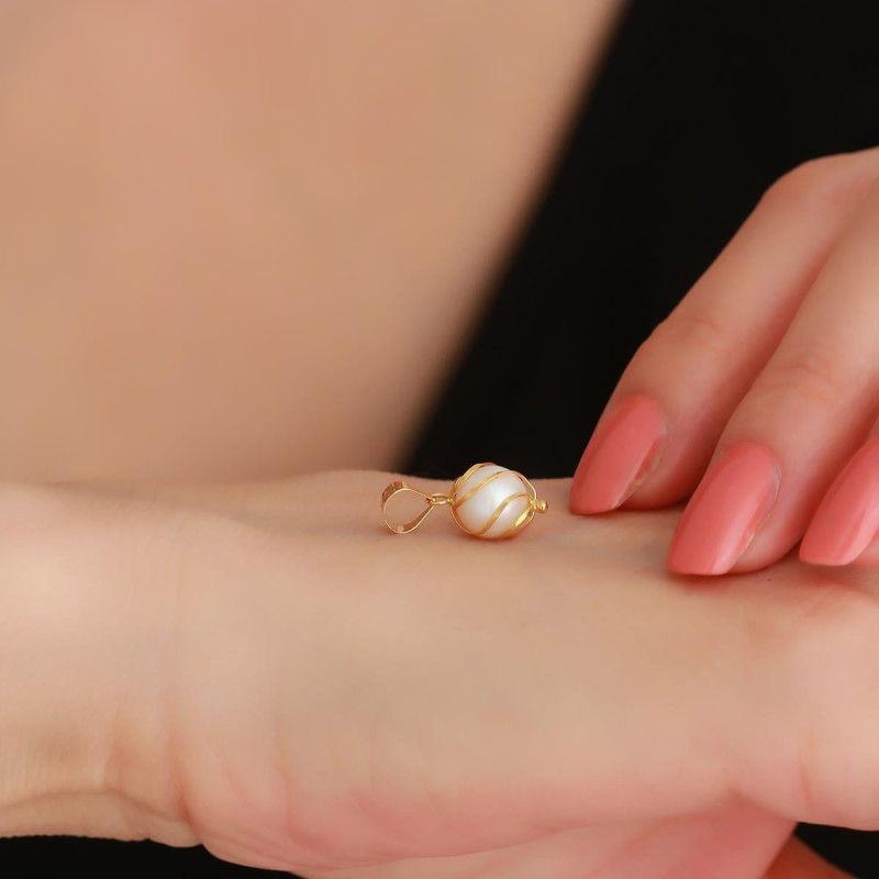 9K Gold Pearl Cage Pendant 2