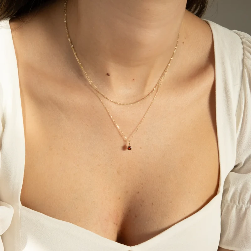 Garnet Charm (January Birthstone) - 9k Solid Gold 3
