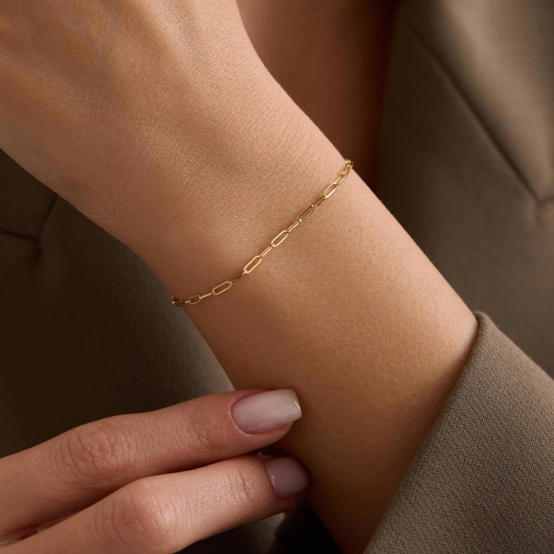 9K Gold Paperclip Bracelet 2mm 3