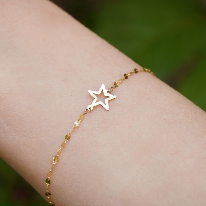 9K Gold Hollow Star Mirrored Chain Bracelet 2