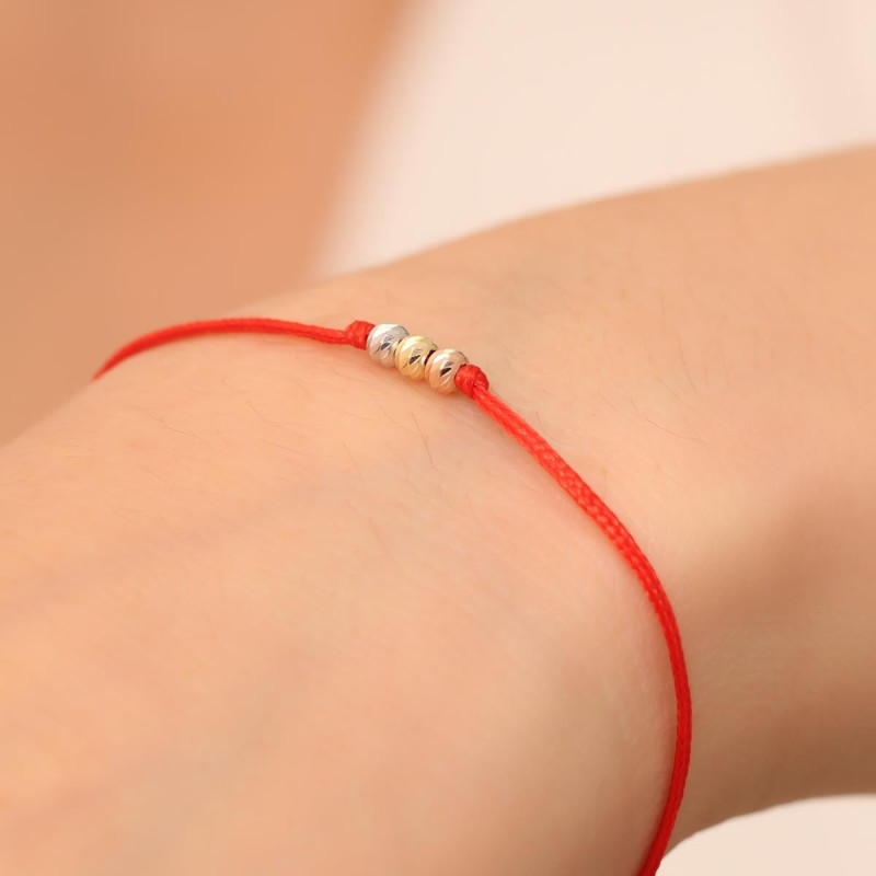 9K Gold Red Thread Three-Color Dorika Bracelet 4
