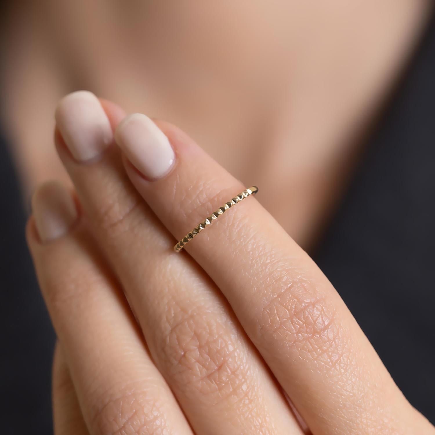 9K Gold Minimal Half-Circle Pyramid Ring 2