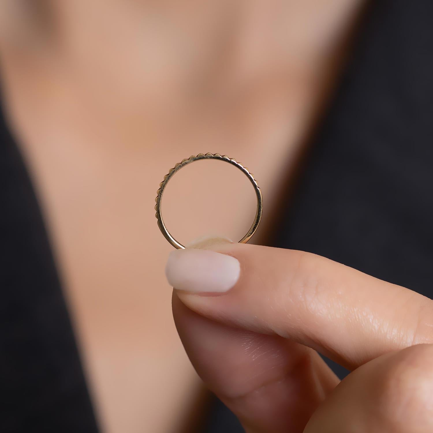 9K Gold Minimal Half-Circle Pyramid Ring 5