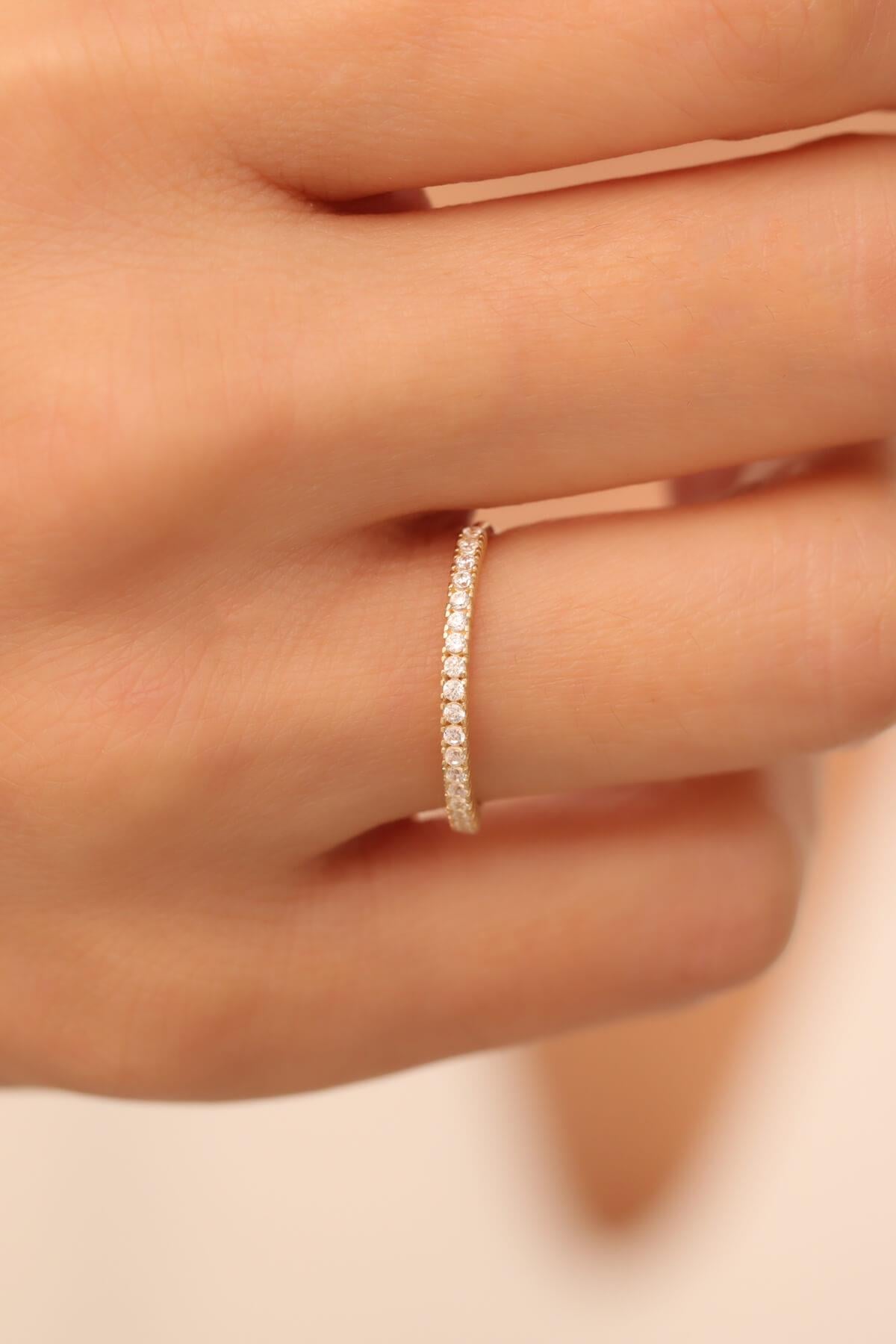 9K Gold Half-Circle Ring korean Diamond 2