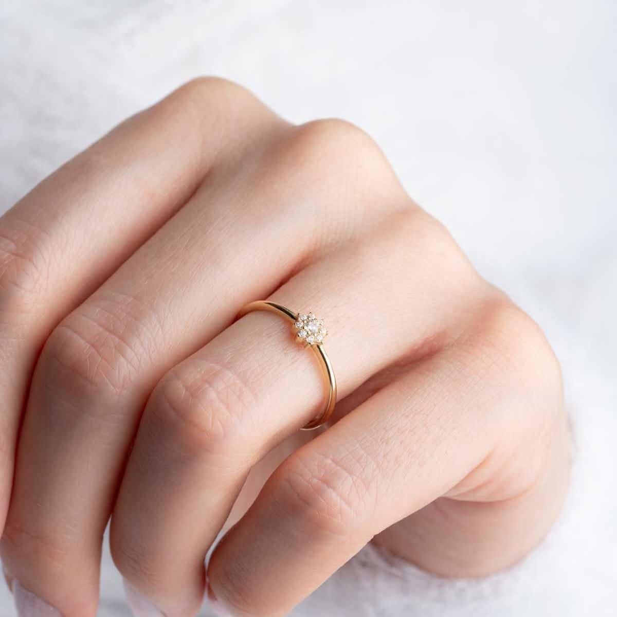 9K Gold Flower Korean Diamond Ring 3