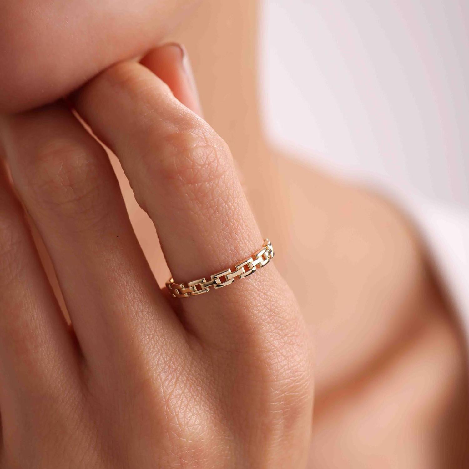 9K Gold Chain Ring 2