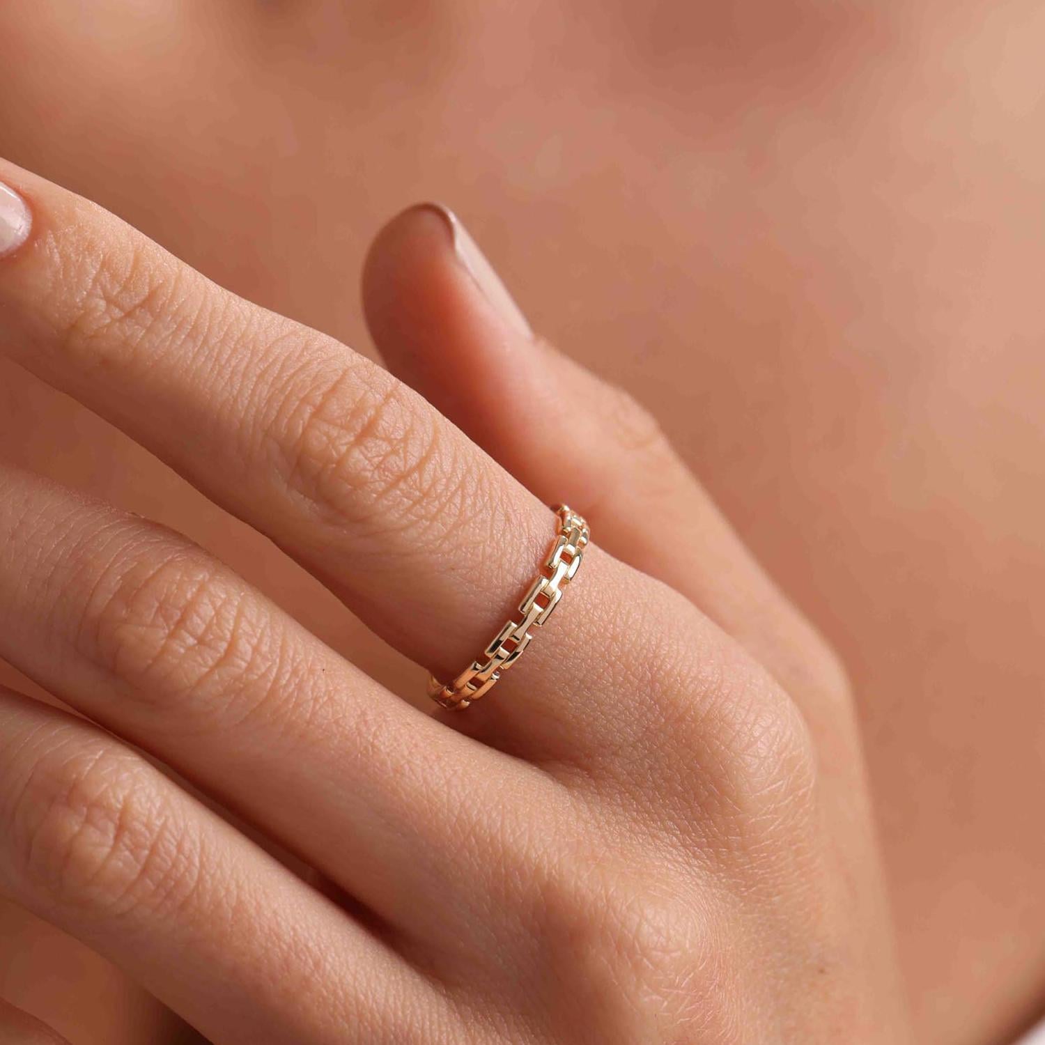 9K Gold Chain Ring 3