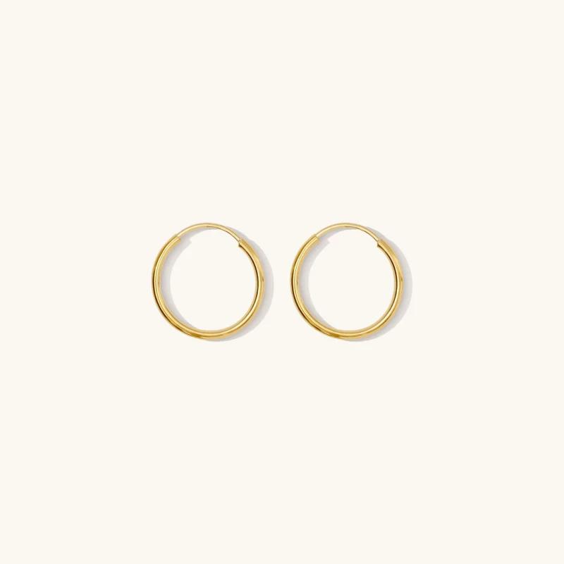 Thin Hoop Earrings - 9k Solid Gold 7