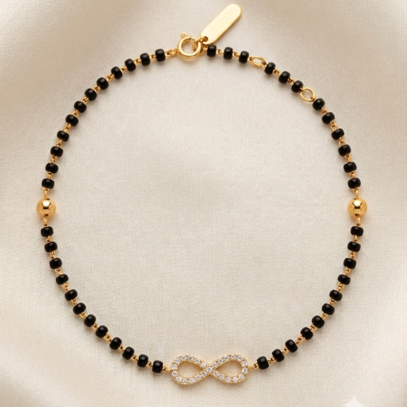 9KT Gold Diamond Infinity Mangalsutra Bracelet 4
